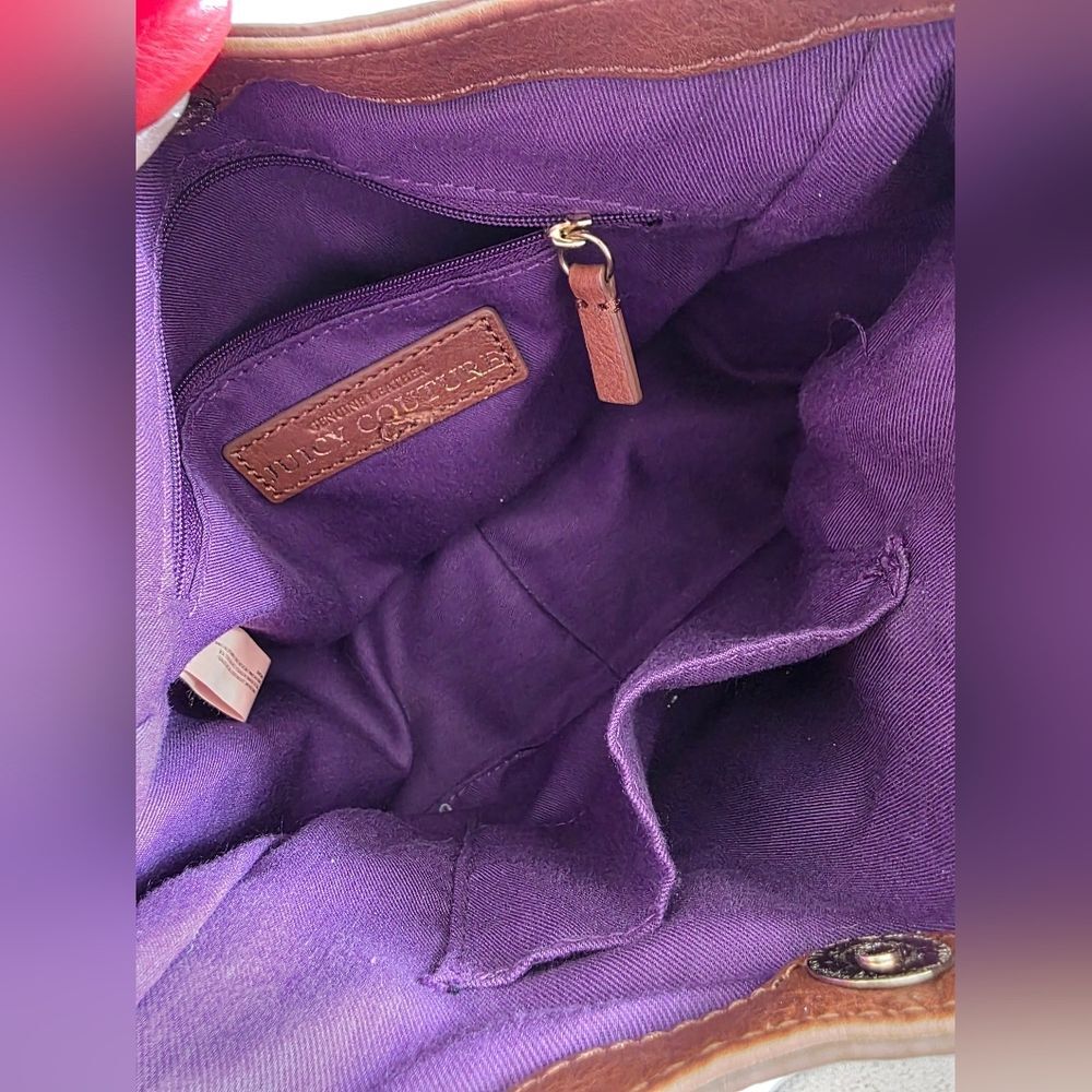 Vintage Juicy Couture Leather Tan Gold Side Studded Hobo Shoulder Handbag Purse - Picture 11 of 16